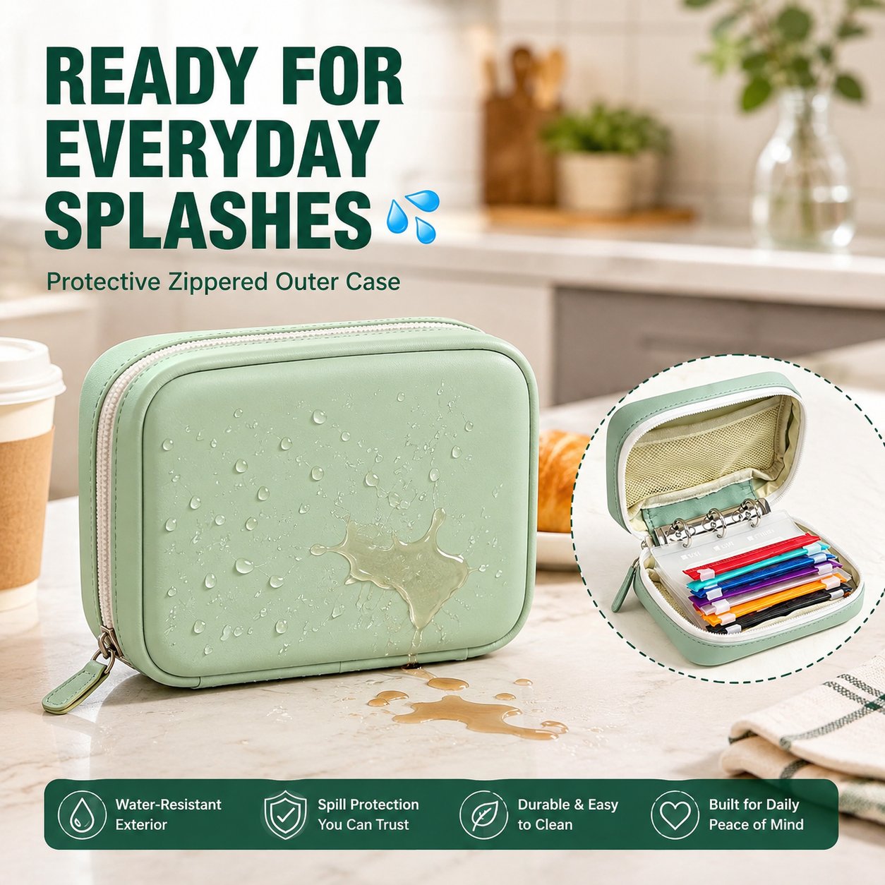 ✨2‑Week Pill Organizer Binder Case | 14 Reusable Color‑Coded Pill Pouch Travel Waterproof Medication Storage Bag for Vitamins Supplements