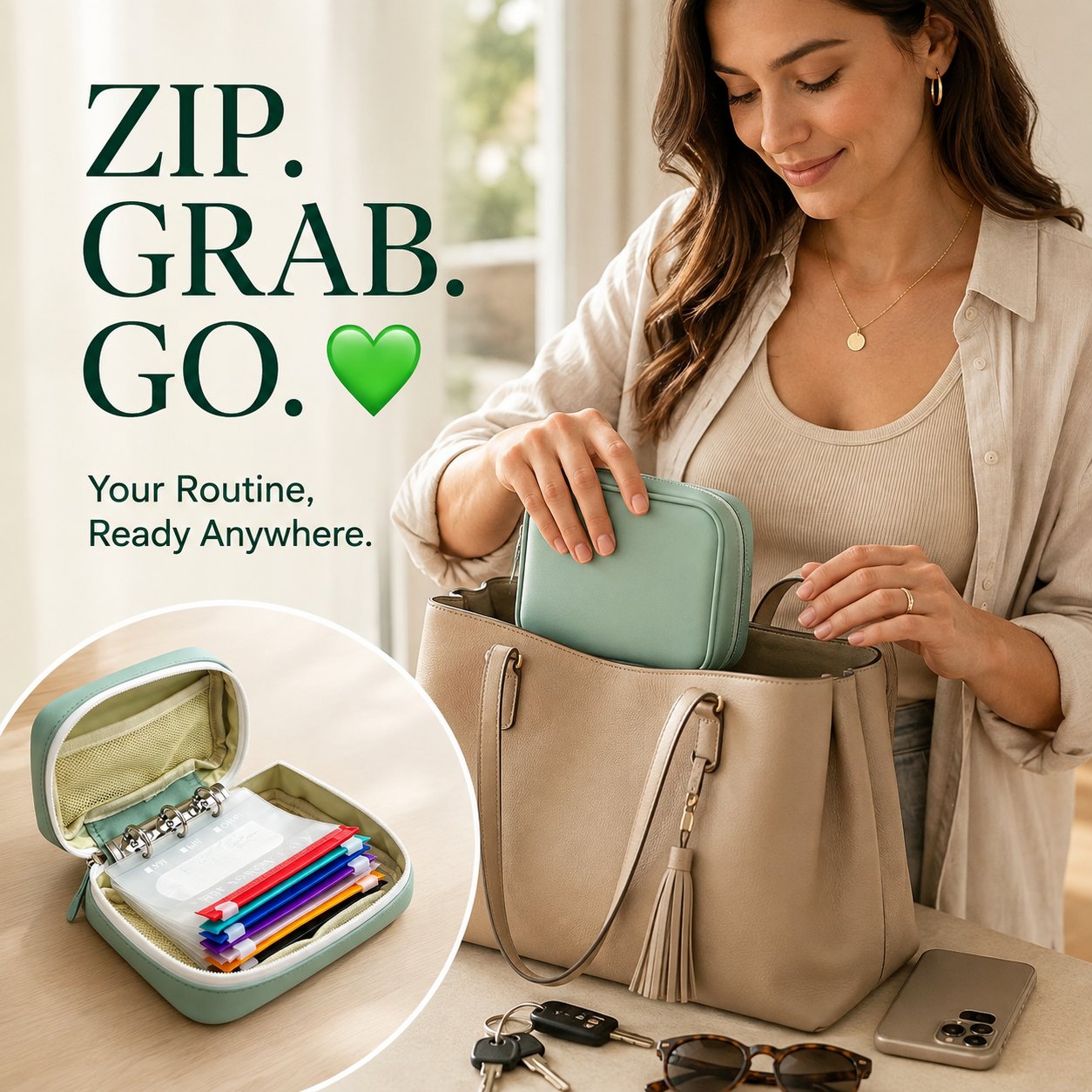 ✨2‑Week Pill Organizer Binder Case | 14 Reusable Color‑Coded Pill Pouch Travel Waterproof Medication Storage Bag for Vitamins Supplements